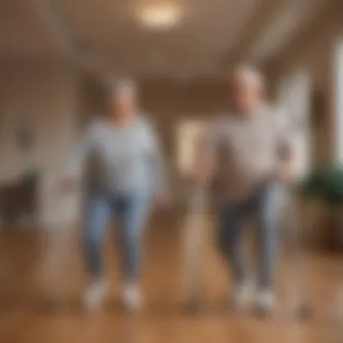 Elderly couple engaging in light exercise to improve circulation