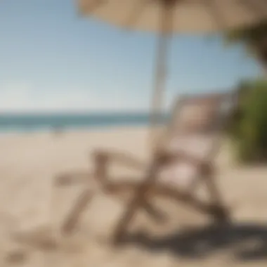 Elegant beach sand chair with umbrella