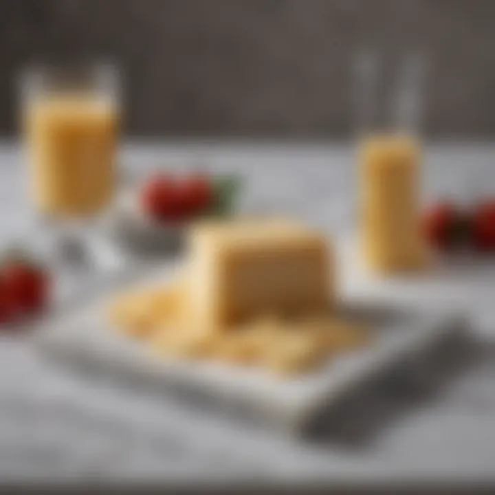 Elegant presentation of Parmesan cheese on marble platter