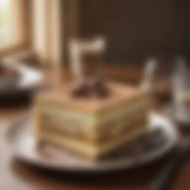 Tiramisu Indulgence Mouthwatering Tiramisu served in a modern setting