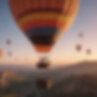 Whimsical hot air balloon ride at sunrise