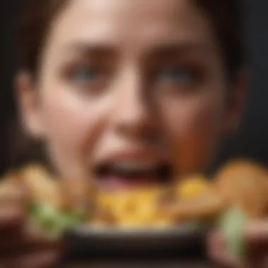 Abstract depiction of emotional triggers in food addiction