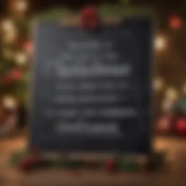 Creative Christmas caption ideas written on decorative chalkboard