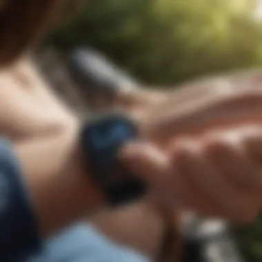 Performance Monitoring Technology Jogger tracking progress on a smartwatch