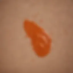 Close-up of a tomato soup stain on fabric
