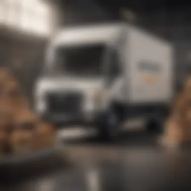 Delivery truck with Amazon branding transporting cakes