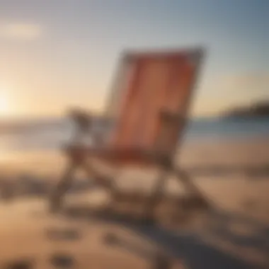 Sunset view of a sturdy beach chair for plus-size individuals