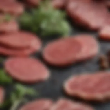 Artistic composition of various plant-based meat slices