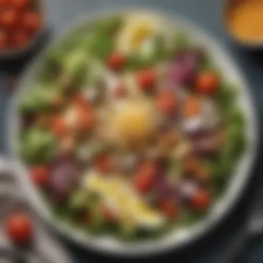 A beautifully arranged plate of a hearty salad filled with bulky ingredients