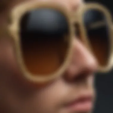 Close-up of intricate craftsmanship on expensive sunglasses frame