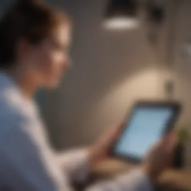 A patient researching doctors on a tablet