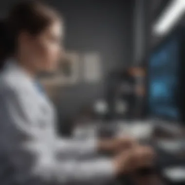 A healthcare professional analyzing feedback on a computer