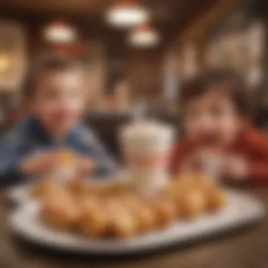 Sharing Dunkin' Munchkins A cheerful setting where friends enjoy Dunkin' Munchkins together.