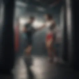 Intense boxing training session with focus on footwork