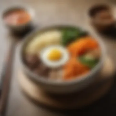 Vibrant Korean Bibimbap in a traditional stone bowl