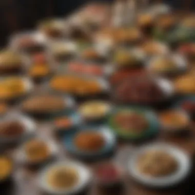 Culinary Masterpieces at Home A beautifully arranged table of homemade dishes showcasing vibrant colors and textures, representing culinary creativity.