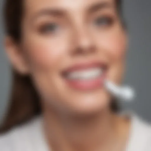 Close-up of Intelliwhite Indiglow Teeth Whitening Light System in use