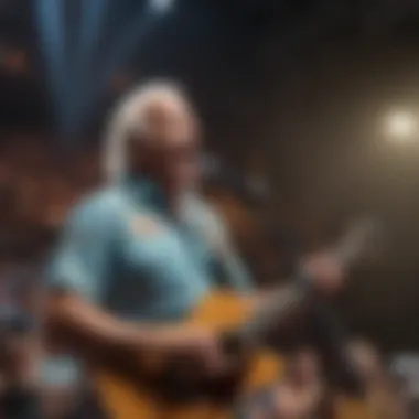 A lively stage performance by Jimmy Buffett