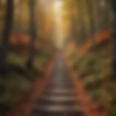 A serene pathway through a lush forest during autumn