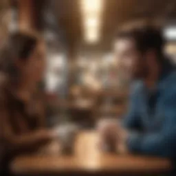 Engaging conversation between two individuals over coffee