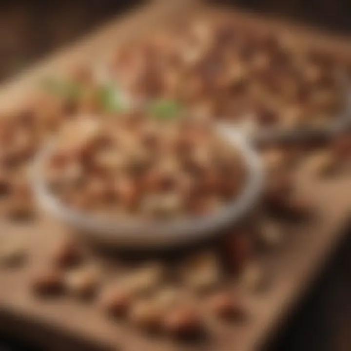 Nutritious nuts and seeds on a wooden board