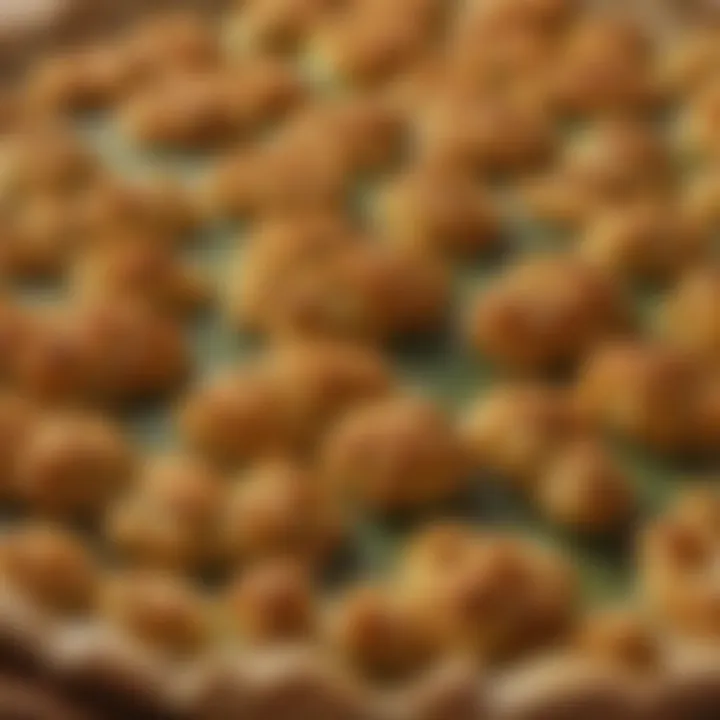 Close-up of a golden-brown cauliflower crust