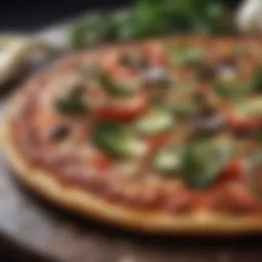 Vibrant Cauliflower Pizza Crust with Vegetables A vibrant cauliflower pizza crust topped with fresh vegetables