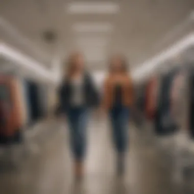 Engaging Shopping Experience at Nordstrom Rack Customer browsing through stylish apparel at Nordstrom Rack, highlighting the shopping experience.