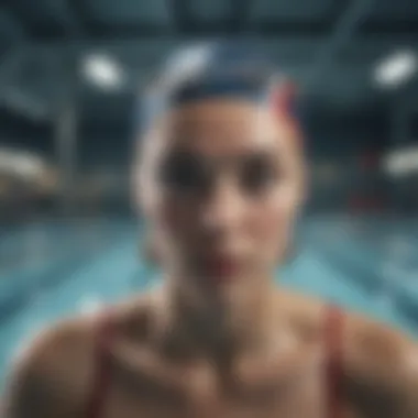 Swimmer wearing advanced aerodynamic Olympics swimming cap