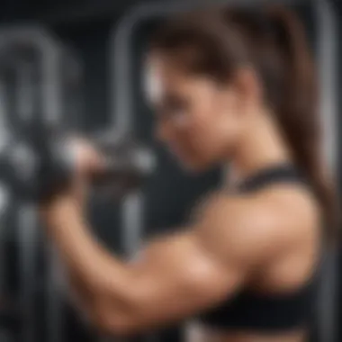 Achieving Ideal Form for Maximum Tricep Engagement Demonstration of perfect tricep form during dumbbell workout