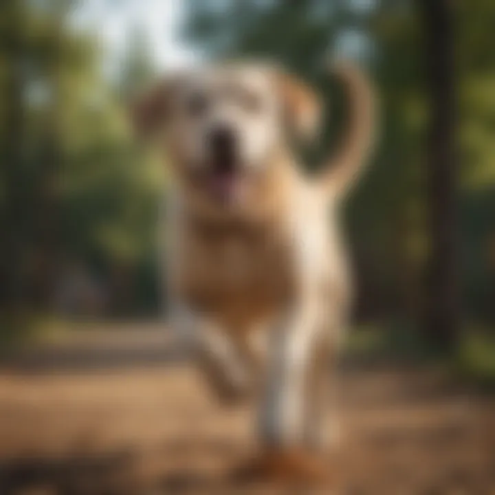 An energetic and playful Labrador Retriever enjoying a game of fetch