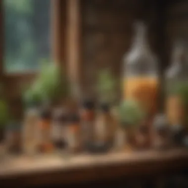 Natural Remedies Collection for Cold Relief An assortment of natural remedies displayed on a rustic table