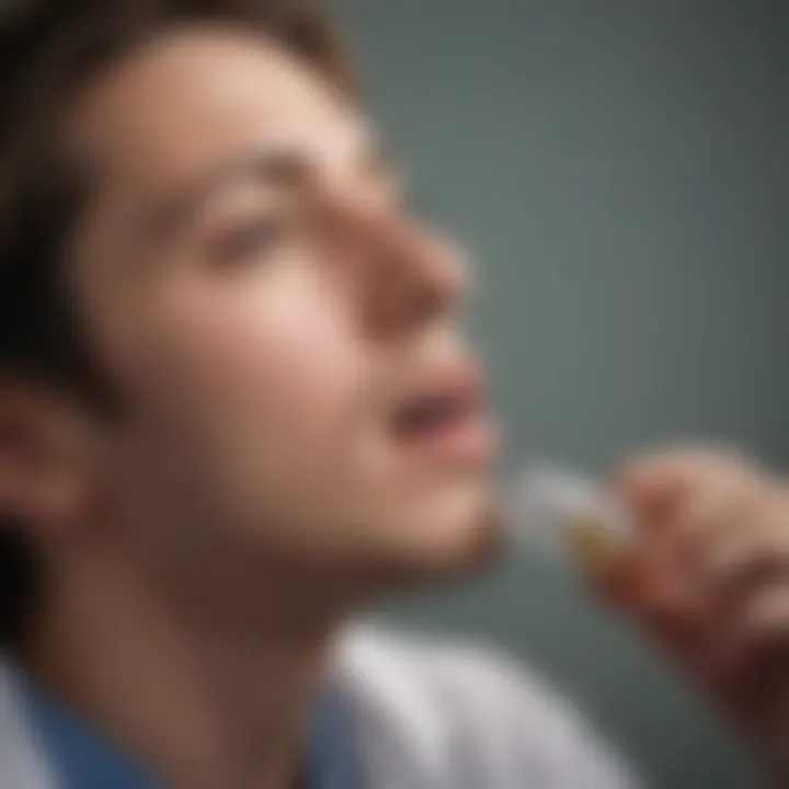 Patient receiving prescribed cough syrup