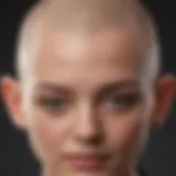 A close-up of a shaved head showcasing the smooth texture and skin tone.