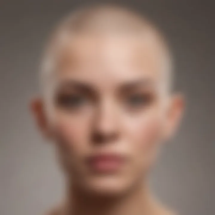 A portrait emphasizing facial features and structure with a shaved head.