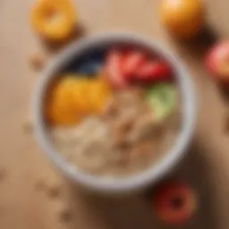 A vibrant bowl of oatmeal topped with fresh fruits and nuts, symbolizing a nutrient-rich breakfast.