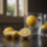 Freshly sliced lemons beside a glass of water