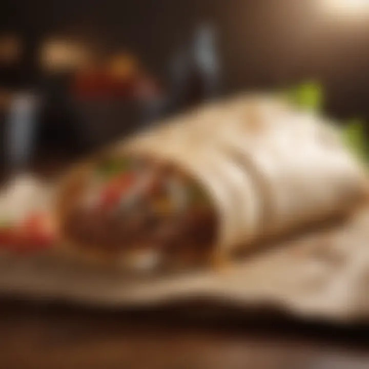 A close-up of a burrito being enjoyed, emphasizing taste and satisfaction