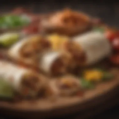 Diverse Varieties of Chipotle Burritos An inviting burrito platter highlighting diverse varieties