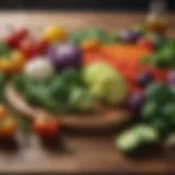 An array of vibrant low carb vegetables on a wooden table.