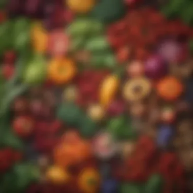 Colorful Plant Ingredients Vibrant assortment of plant-based ingredients showcasing a variety of colors and textures.