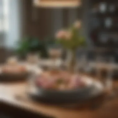 Inviting Dining Table Setup An inviting dining table set with various Magnolia Table dishes ready to serve.