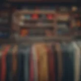 A colorful array of vintage clothing hanging in a thrift store