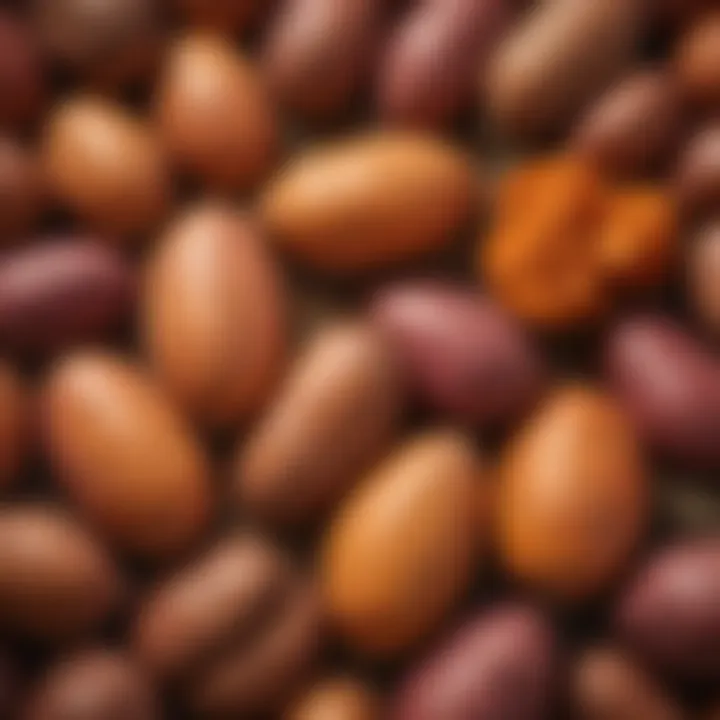 A vibrant display of sweet potatoes in various colors and sizes showcasing their natural beauty.