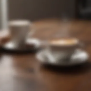 Synergy of Coffee and Fasting A split image showing a person enjoying coffee on one side and a person practicing intermittent fasting on the other side.