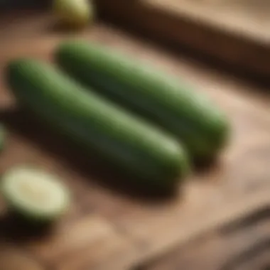 Fresh cucumbers on a wooden table