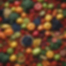 A colorful array of fruits and vegetables representing healthy eating.