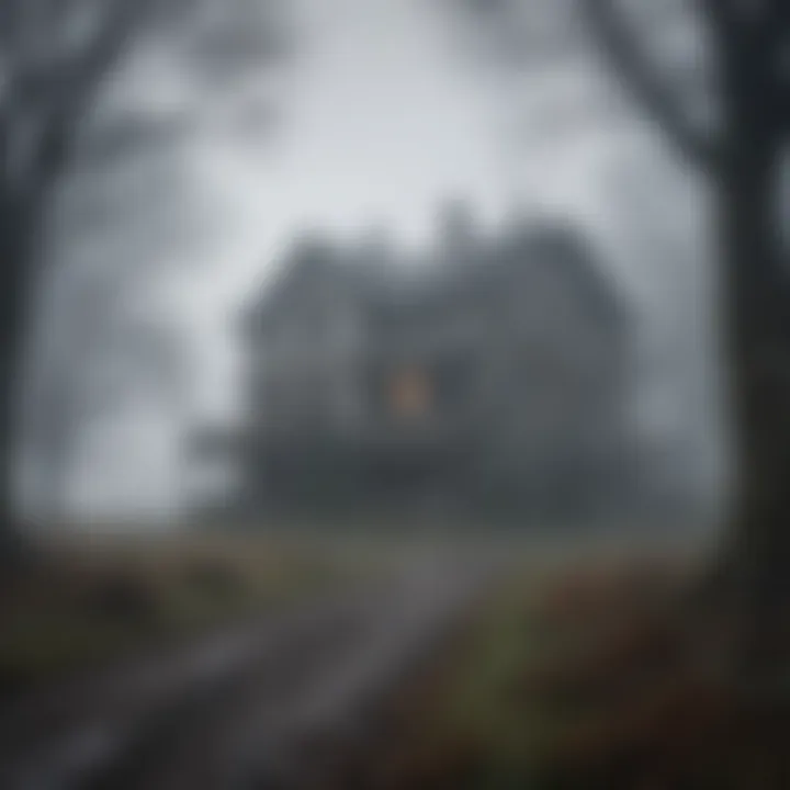 An old, abandoned house shrouded in mist