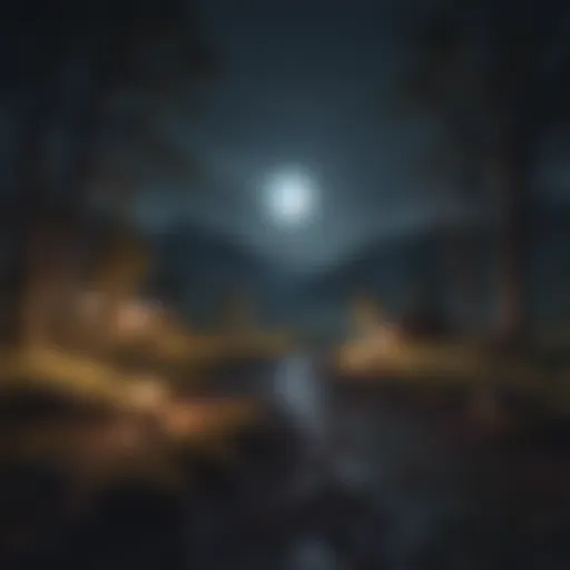 A hauntingly beautiful landscape under a full moon