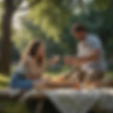Outdoor Serenity Couple enjoying a picnic in a park